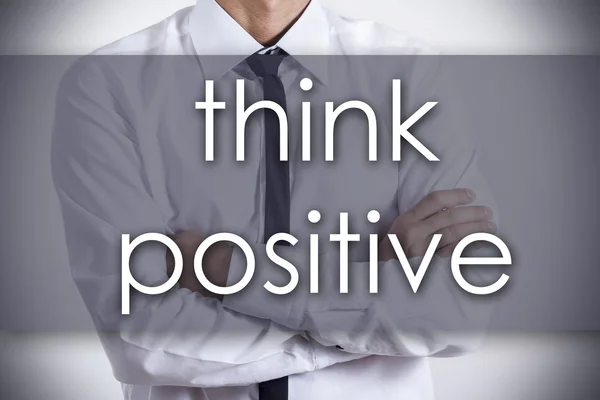 Think Positive - молодий бізнесмен з текстом - бізнес-концепція — стокове фото