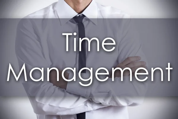 Time Management - ung affärsman med text - affärsidé — Stockfoto