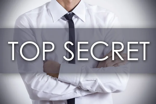 Top Secret - młody biznesmen z tekstem - koncepcja biznesowa — Zdjęcie stockowe