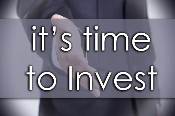 É hora de investir - conceito de negócio com texto — Fotografia de Stock