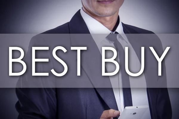 BEST BUY - Young businessman with text - business concept