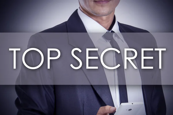 TOP SECRET - Joven empresario con texto - concepto de negocio —  Fotos de Stock