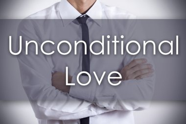 Koşulsuz aşk - metin ile genç işadamı - iş konsantrasyon