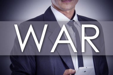 Savaş - metin ile genç işadamı - iş kavramı