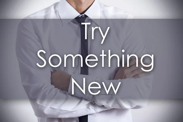 Try Something New - Молодой бизнесмен с текстом - business conce — стоковое фото