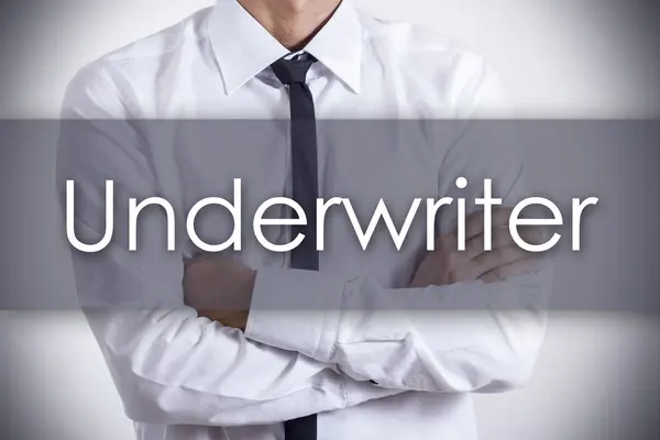 Underwriter - Joven hombre de negocios con texto - concepto de negocio — Foto de Stock