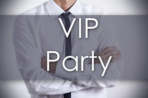 VIP Party - Young businessman with text - business concept — Stock Photo, Image