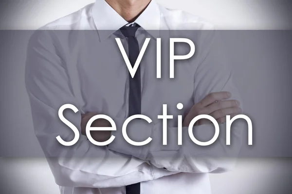 VIP-sektionen - ung affärsman med text - affärsidé — Stockfoto