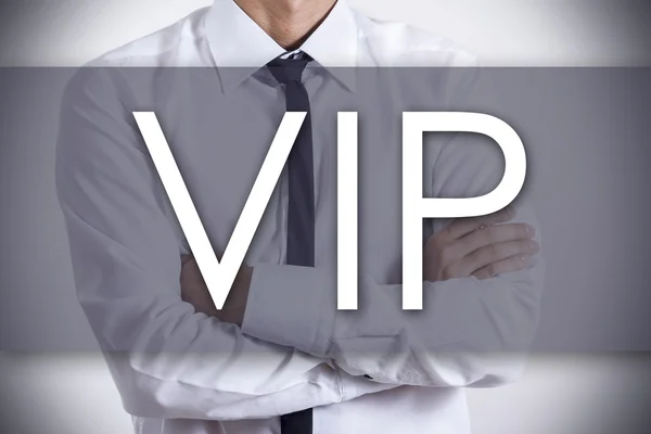 VIP - Young businessman with text - business concept — Stock Photo, Image