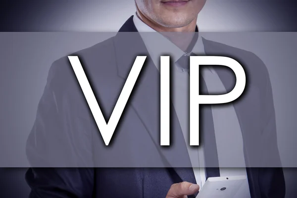 VIP - Jovem empresário com texto - conceito de negócio — Fotografia de Stock