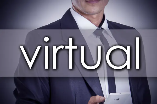 Virtuell - Jungunternehmer mit Text - Geschäftskonzept — Stockfoto