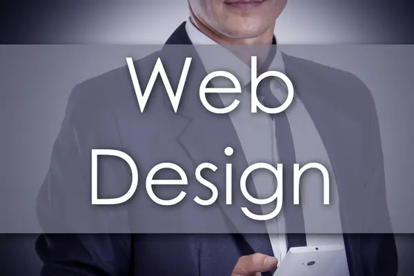 Web Design - Young businessman with text - business concept — Stock Photo, Image