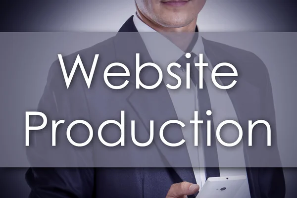 Website productie - jonge zakenman met tekst - business conc — Stockfoto