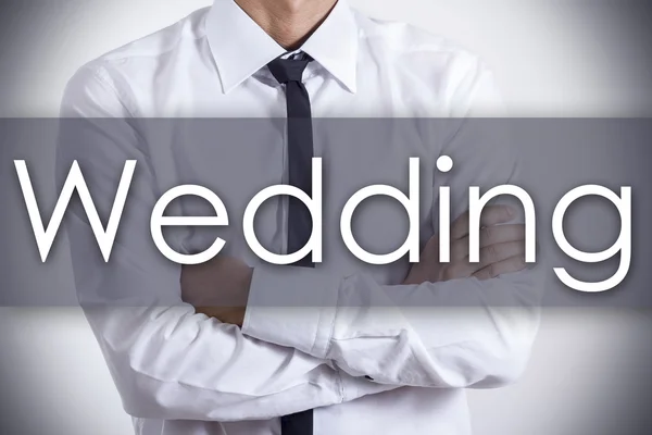 Wedding - Young businessman with text - business concept — Stock Photo, Image