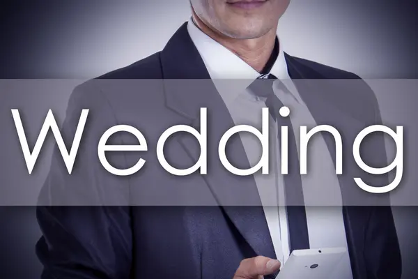 Wedding - Young businessman with text - business concept — Stock Photo, Image