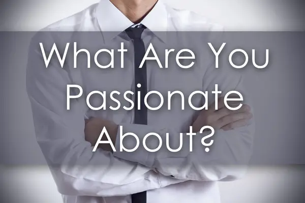 What Are You Passionate About? - Young businessman with text - b — Stock Photo, Image