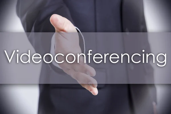 Videoconferencing - бізнес-концепція з текстом Стокове Зображення