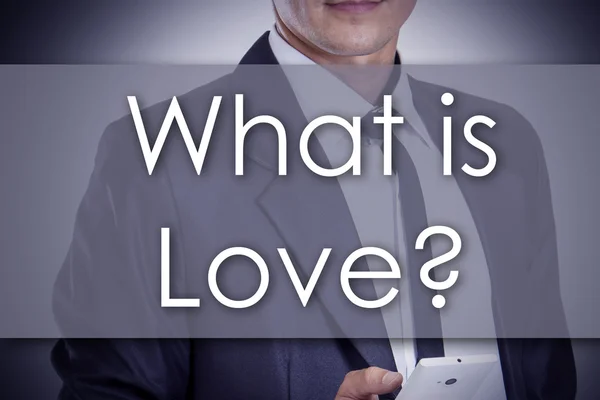 What is Love? - Young businessman with text - business concept — 图库照片