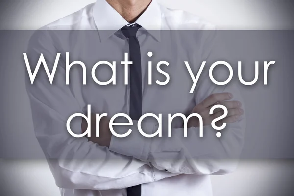 What is your dream? - Young businessman with text - business con — Stock Fotó