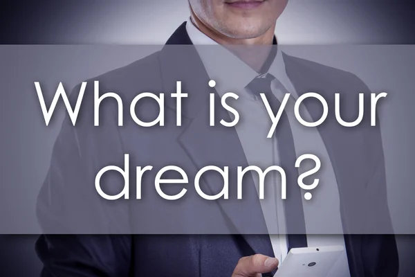 What is your dream? - Young businessman with text - business con — Stockfoto