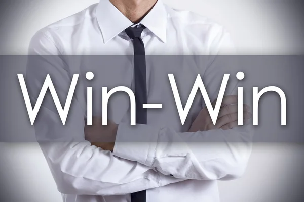 Win-Win - Joven empresario con texto - concepto de negocio — Foto de Stock