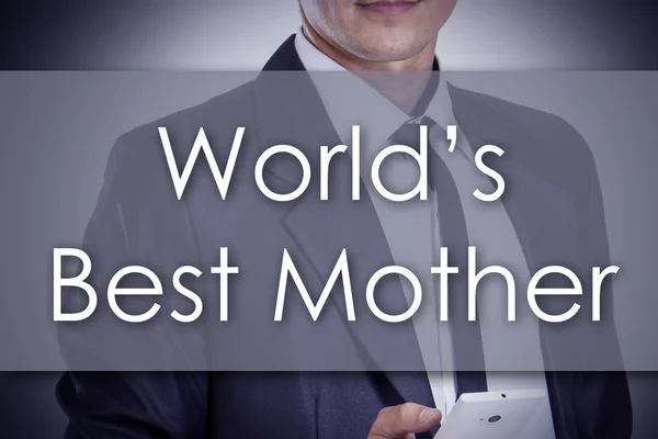 World 's Best Mother - Young businessman with text - business c — стоковое фото