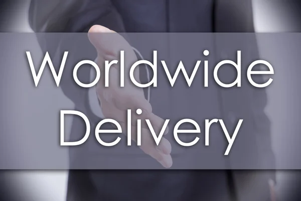Worldwide Delivery - бізнес-концепція з текстом — стокове фото
