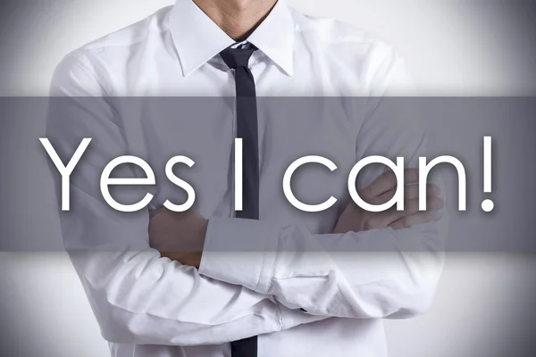Yes I can! - Young businessman with text - business concept — Stock Photo, Image