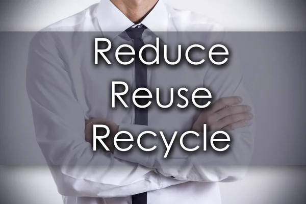 De Reuse Recycle - jonge zakenman met tekst - business co — Stockfoto