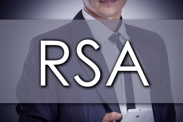 RSA - Jovem empresário com texto - conceito de negócio — Fotografia de Stock