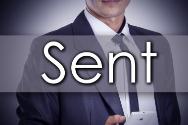 Gönderilen - metin - iş kavramı ile genç işadamı