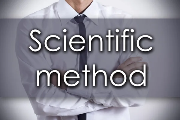 Scientific method - Young businessman with text - business conce