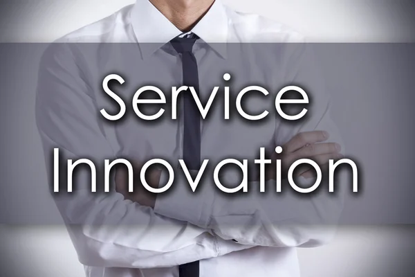 Service Innovation - ung affärsman med text - business conc — Stockfoto