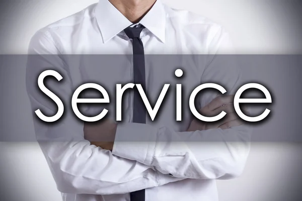 Service - Young businessman with text - business concept — Stock Photo, Image