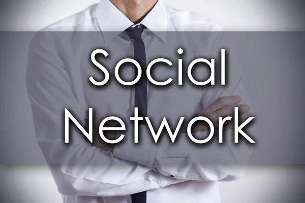 Social Network - Giovane imprenditore con testo - concetto di business — Foto Stock