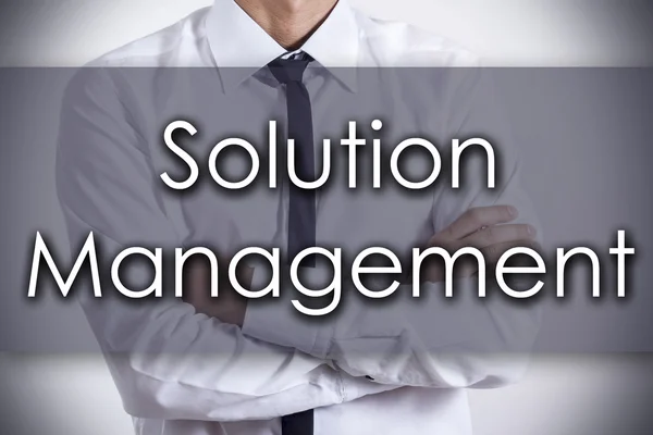 Solution Management - Jovem empresário com texto - business con — Fotografia de Stock