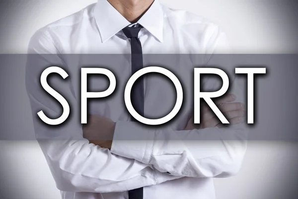 Sport - Jungunternehmer mit Text - Geschäftskonzept — Stockfoto