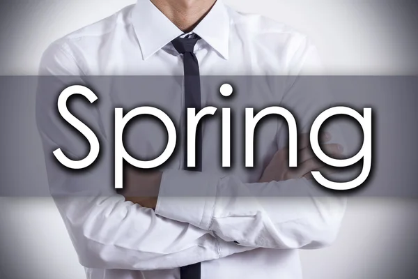 Wiosna - młody biznesmen z tekstem - koncepcja biznesowa — Zdjęcie stockowe