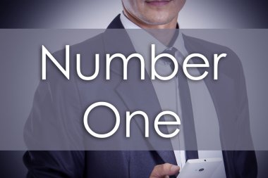 Number One - metin ile genç işadamı - iş kavramı