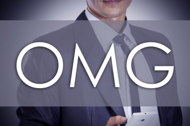 OMG - metin ile genç işadamı - iş kavramı