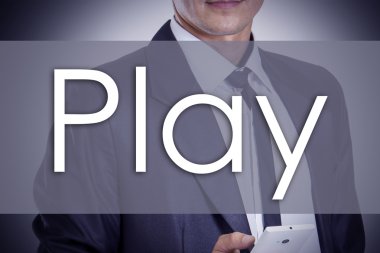 Oyun - metin ile genç işadamı - iş kavramı