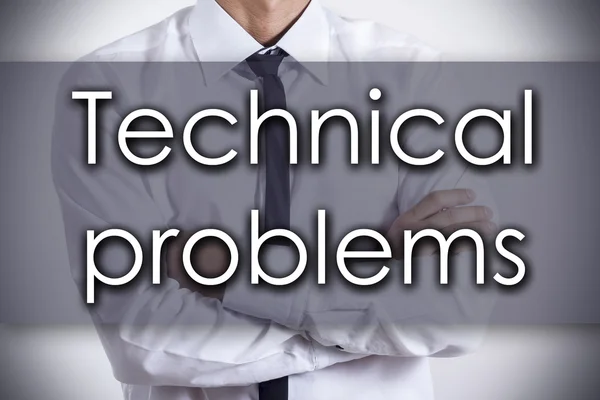 Problemas técnicos - Jovem empresário com texto - empresas — Fotografia de Stock