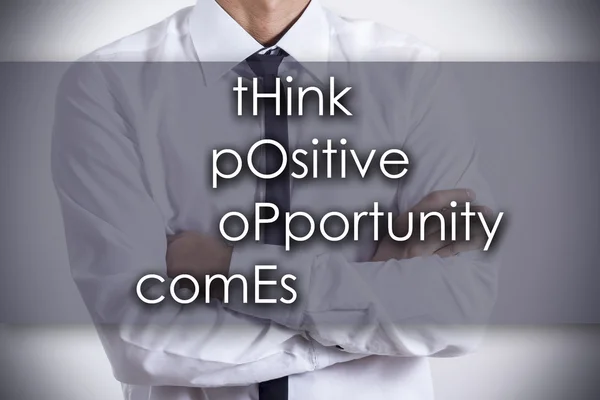 THink pOsitive oPportunity comEs HOPE concept - Young businessma — Stockfoto