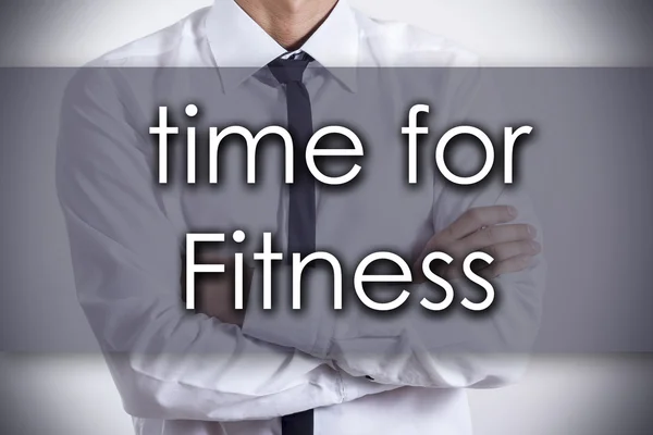 Zeit für Fitness - Jungunternehmer mit Text - Unternehmenskonzept — Stockfoto