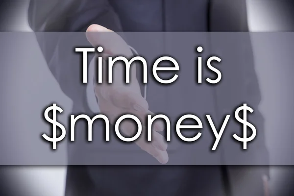 Zeit ist $Geld $- Geschäftskonzept mit Text — Stockfoto
