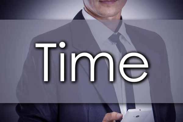 時間 - テキストと青年実業家のビジネス コンセプト — ストック写真