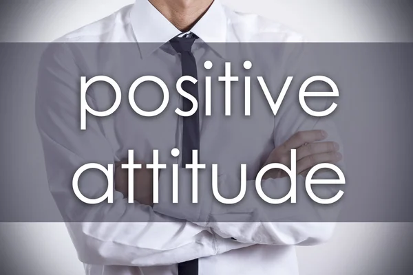 Atitude positiva - Jovem empresário com texto - negócios — Fotografia de Stock