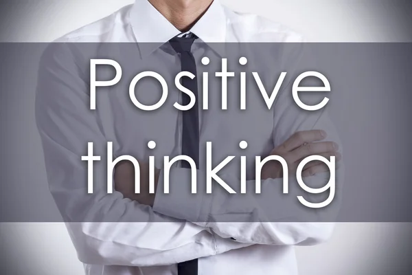 Pensamento positivo - Jovem empresário com texto - negócios — Fotografia de Stock