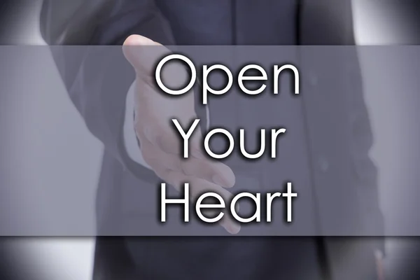 Open Your Heart - concept d'entreprise avec texte — Photo