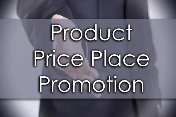 製品価格場所プロモーション - テキストのビジネス コンセプト — ストック写真